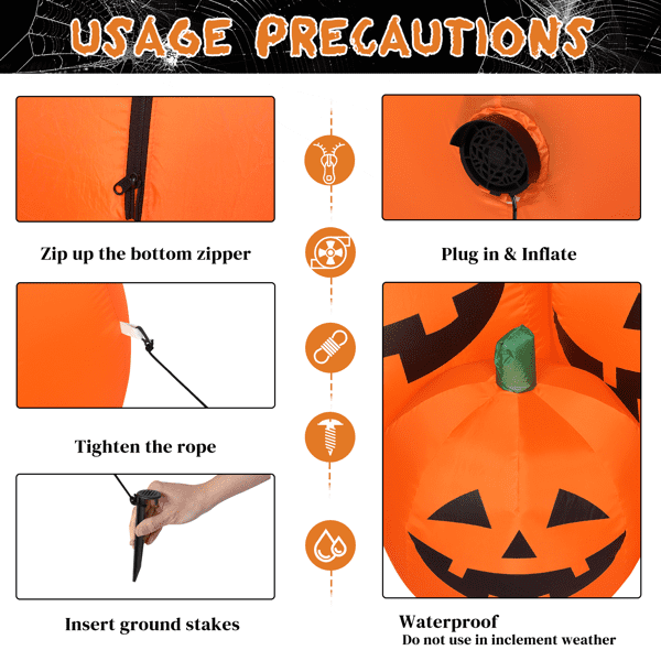 COTINSE 7ft Halloween Inflatable 7 Pumpkins with LED Lights, Blow Up Outdoor Yard Decoration for Lawn Garden Patio with Blower & Stakes