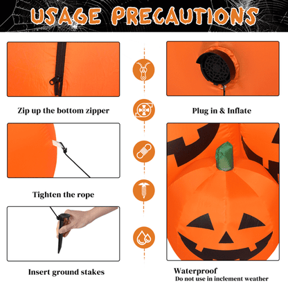 COTINSE 7ft Halloween Inflatable 7 Pumpkins with LED Lights, Blow Up Outdoor Yard Decoration for Lawn Garden Patio with Blower & Stakes