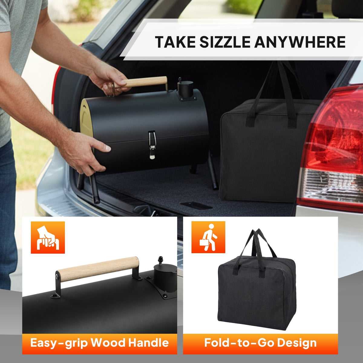 COTINSE 16.3" Portable Tabletop Charcoal Grill, Double-Sided BBQ Stove for 4-5 People, Black