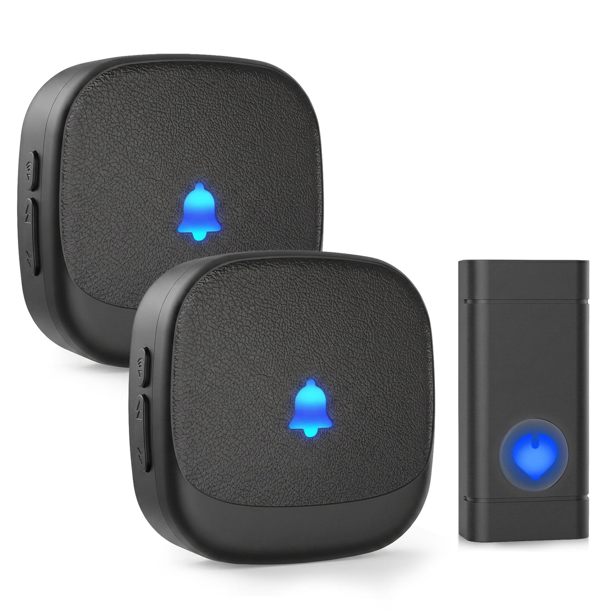 Cotinse Electric Wireless Doorbell Kit, 58 Chimes with LED, Plug-in 2 Receiver, 1 Push Button, Adjustable Wireless doorbells for home,Black
