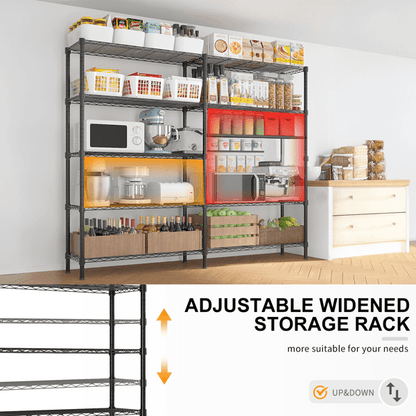 COTINSE 5-Tier Wire Shelving Unit, 58"W x 14"D x 71"H, 1500 lbs Metal Storage Rack with Adjustable Shelves, Freestanding Garage Shelf for Kitchen Pantry Warehouse