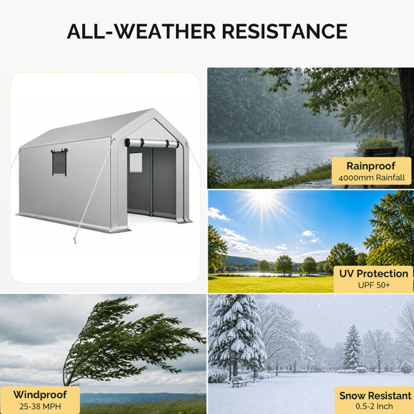 COTINSE 6x10 FT Outdoor Storage Shed, Waterproof Portable Bike Storage Tent with Roll-Up Zipper Door, 2 Windows, Heavy Duty Frame and Ground Stakes for Bicycles, Garden Tools and Firewood