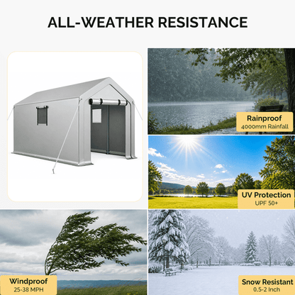COTINSE 6x10 FT Outdoor Storage Shed, Waterproof Portable Bike Storage Tent with Roll-Up Zipper Door, 2 Windows, Heavy Duty Frame and Ground Stakes for Bicycles, Garden Tools and Firewood