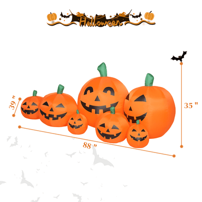 COTINSE 7ft Halloween Inflatable 7 Pumpkins with LED Lights, Blow Up Outdoor Yard Decoration for Lawn Garden Patio with Blower & Stakes