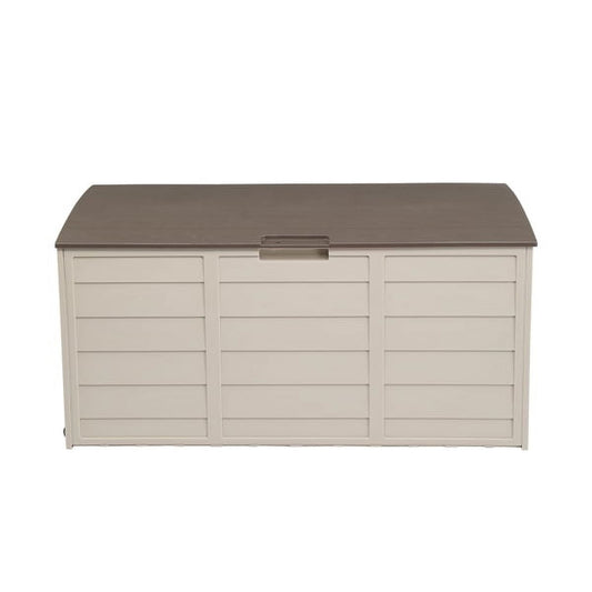 COTINSE 75 Gallon Outdoor Storage Deck Box with Wheels, Weatherproof Resin Garden Chest for Patio Cushions, Pool Toys & Gardening Tools, Brown