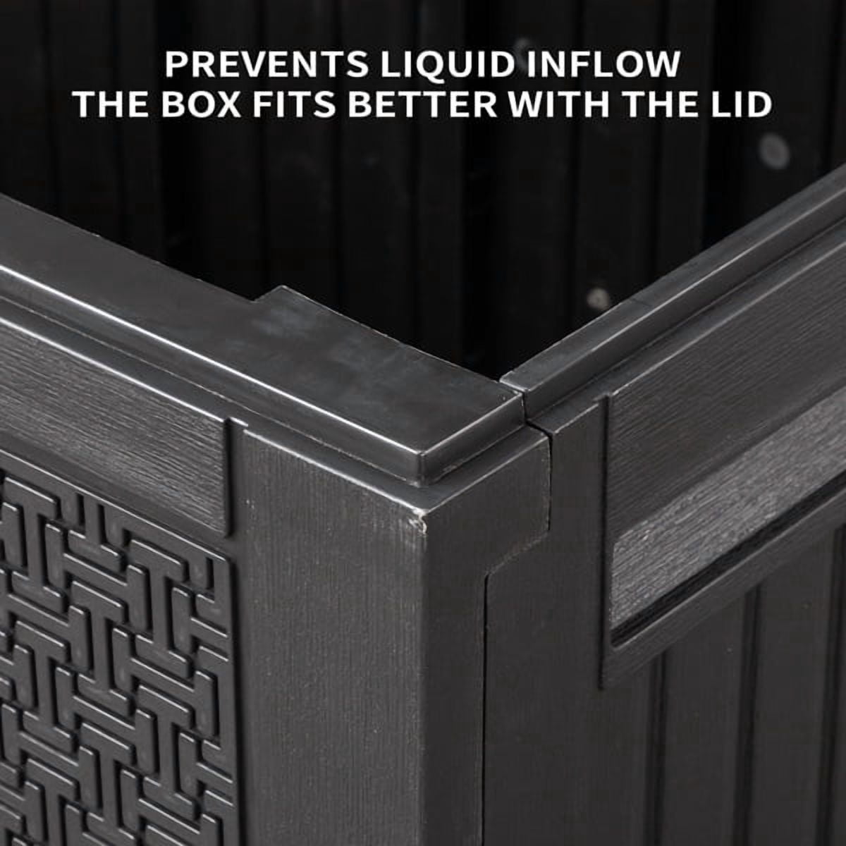 COTINSE 90 Gallon Deck Box, Outdoor Large Storage Box, Waterproof Resin Storage Bench for Patio, Cushions, Gardening Tools, Pool Supplies, Black