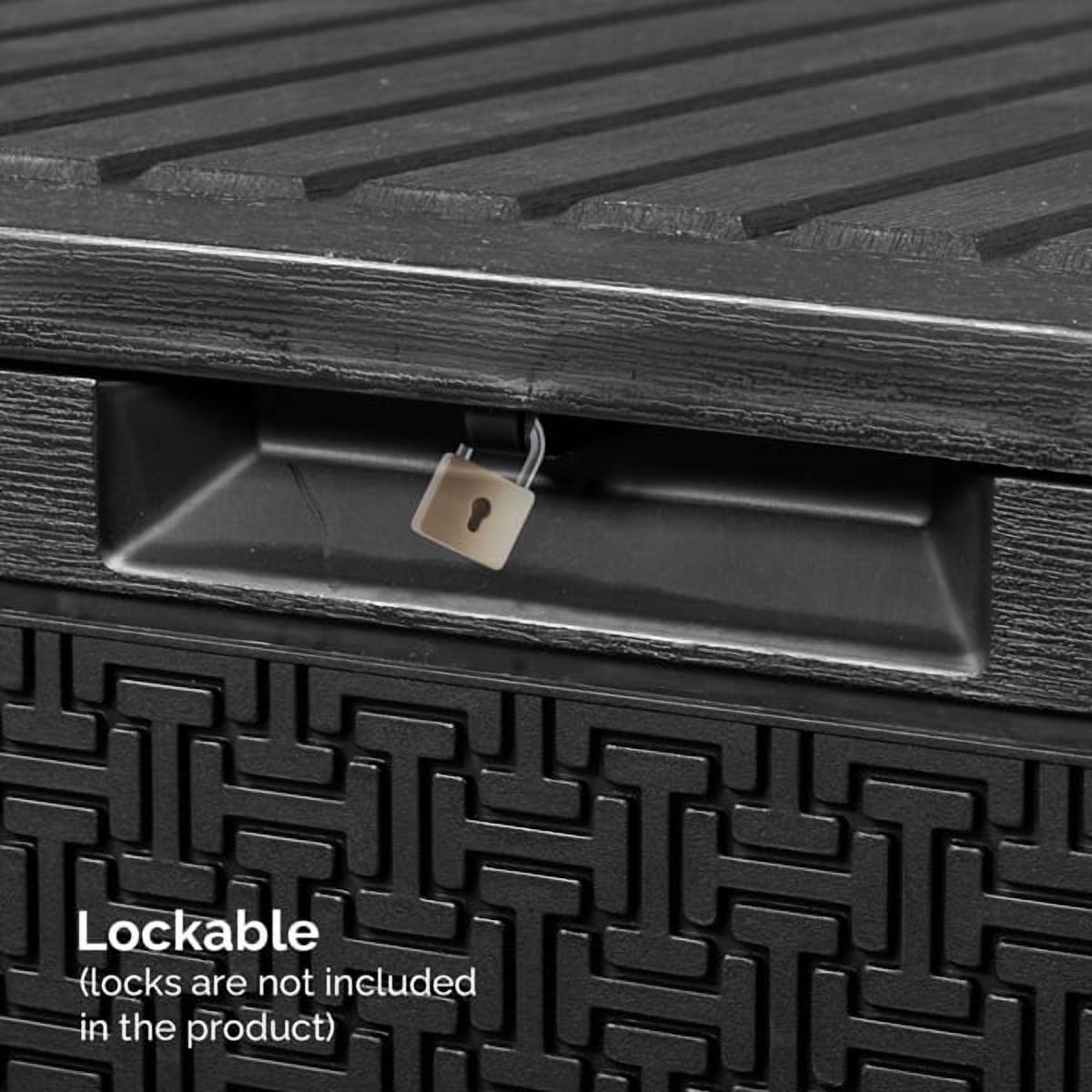 COTINSE 90 Gallon Deck Box, Outdoor Large Storage Box, Waterproof Resin Storage Bench for Patio, Cushions, Gardening Tools, Pool Supplies, Black