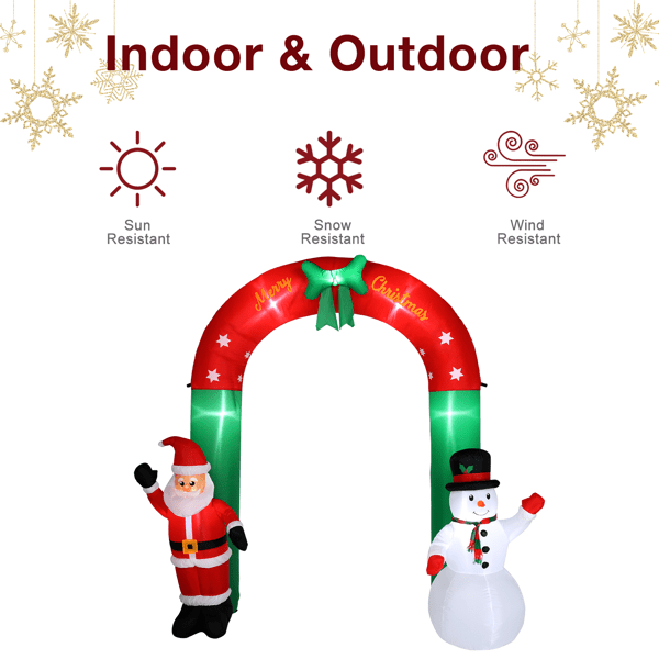 COTINSE 8 FT Christmas Inflatable Archway with Santa & Snowman, Outdoor Christmas Decorations with 7 LED Lights and Built-in Blower for Yard, Lawn, Garden and Holiday Party