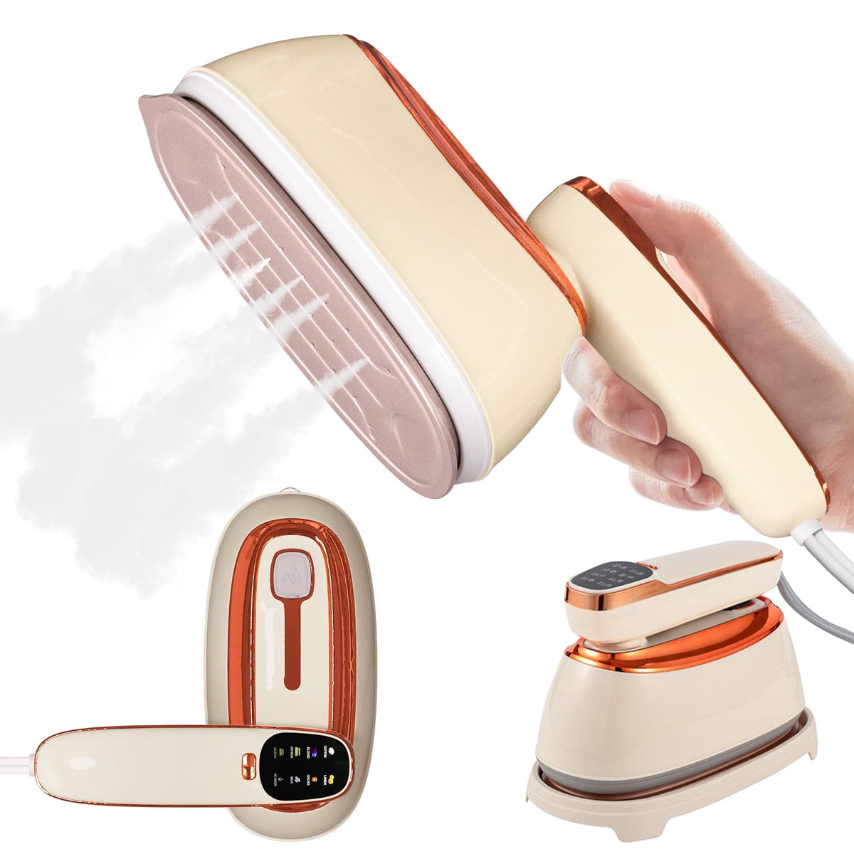 Cotinse Travel Steamer Iron for Clothes, 1500W Portable Handheld Steamer Iron 5Mode with LCD Display 10s Fast Heating 180° Swivel Handle Powerful Wrinkle Remover, Garment Steamer for Home, Dorm