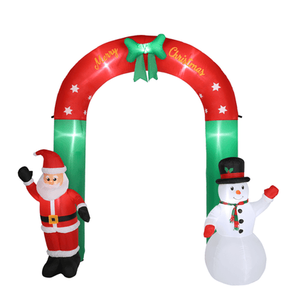 COTINSE 8 FT Christmas Inflatable Archway with Santa & Snowman, Outdoor Christmas Decorations with 7 LED Lights and Built-in Blower for Yard, Lawn, Garden and Holiday Party