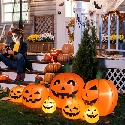 COTINSE 7ft Halloween Inflatable 7 Pumpkins with LED Lights, Blow Up Outdoor Yard Decoration for Lawn Garden Patio with Blower & Stakes