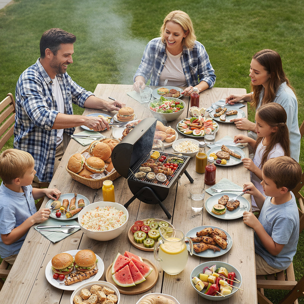 COTINSE 16.3" Portable Tabletop Charcoal Grill, Double-Sided BBQ Stove for 4-5 People, Black