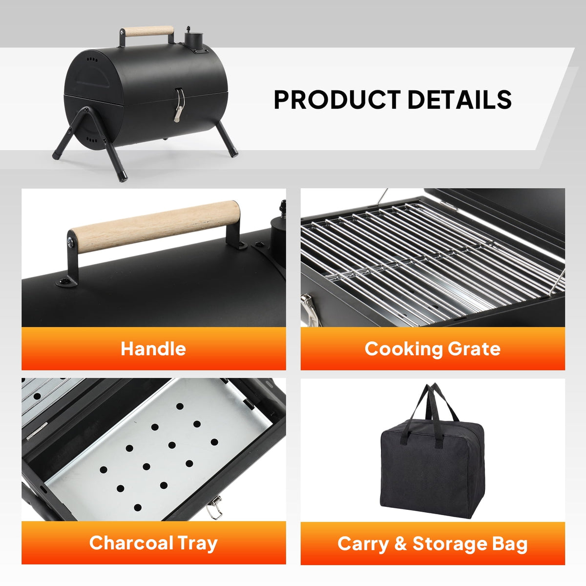 COTINSE 16.3" Portable Tabletop Charcoal Grill, Double-Sided BBQ Stove for 4-5 People, Black