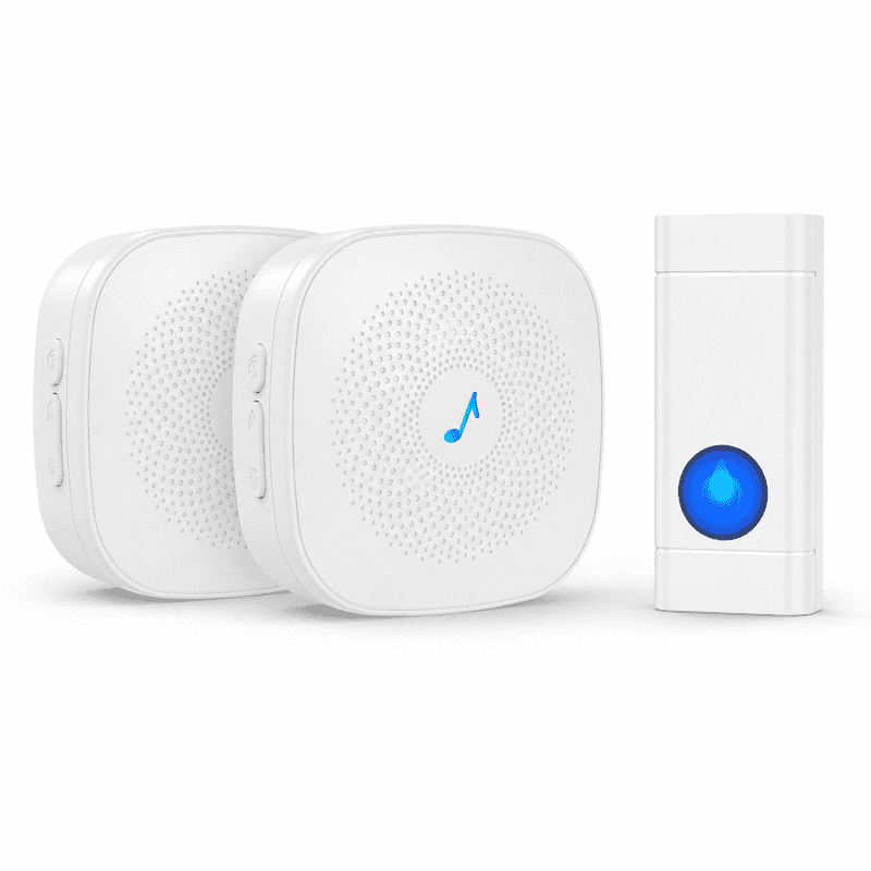 COTINSE Wireless Doorbells for Home, 1300 ft Long Range Doorbell Wireless Kit with 2 Plug-in Door Chime Receivers & 1 Push Button, 58 Chimes, 5 Volume Levels, LED Flash, IP55 Waterproof, White