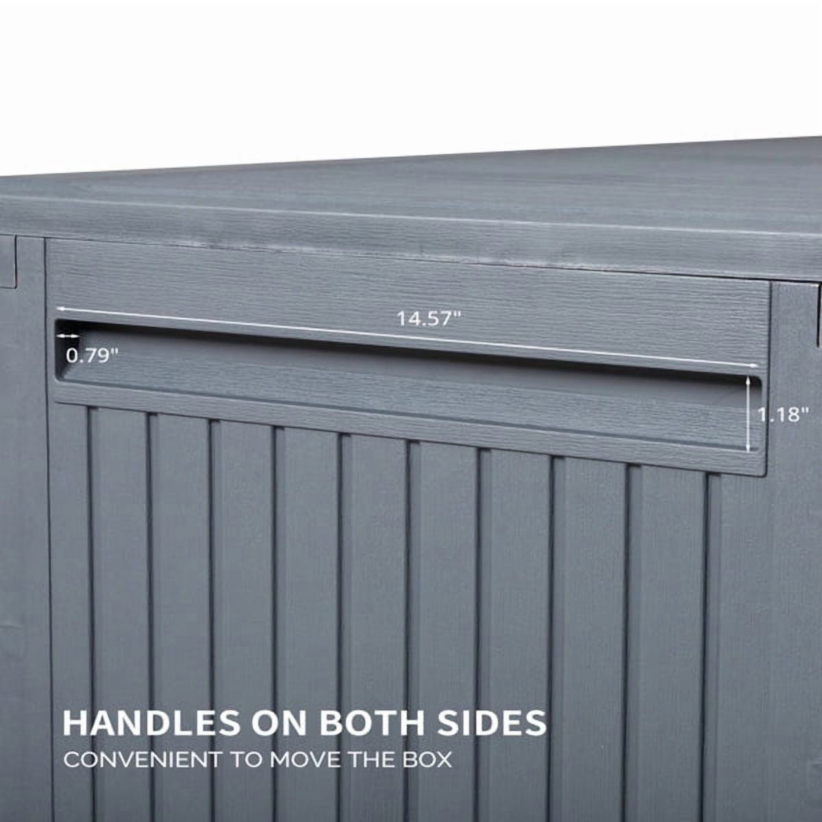 COTINSE 90 Gallon Deck Box, Outdoor Large Storage Box, Waterproof Resin Storage Bench for Patio, Cushions, Gardening Tools, Pool Supplies, Gray