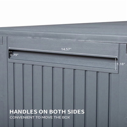 COTINSE 90 Gallon Deck Box, Outdoor Large Storage Box, Waterproof Resin Storage Bench for Patio, Cushions, Gardening Tools, Pool Supplies, Gray