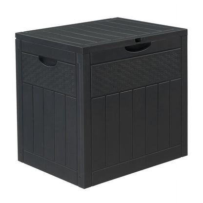 COTINSE 33 Gallon Outdoor Storage Box, Rattan-Look Plastic Deck Box for Patio Cushions, Garden Tools & Toys, Dark Gray