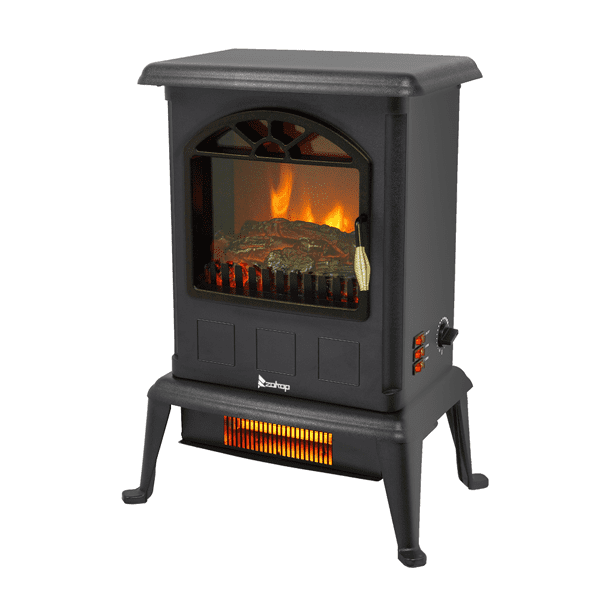 COTINSE 1500W Infrared Electric Fireplace Heater, 22" Freestanding Stove with Realistic Flame, 1000W/1500W 2 Heat Settings, Tip-Over & Overheat Protection, Black
