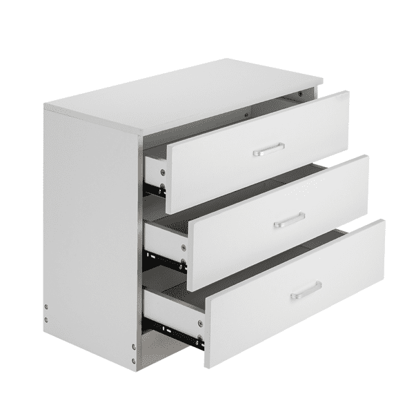 COTINSE 3-Drawer Dresser, White Nightstand Bedside Table, Wide Storage Cabinet with Drawers for Bedroom, Living Room, Home Office