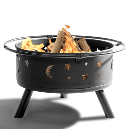 COTINSE 30-Inch Wood Burning Fire Pit for Outside with Spark Screen and Poker, Round Metal Fire Bowl for Patio, Backyard and Camping, Black