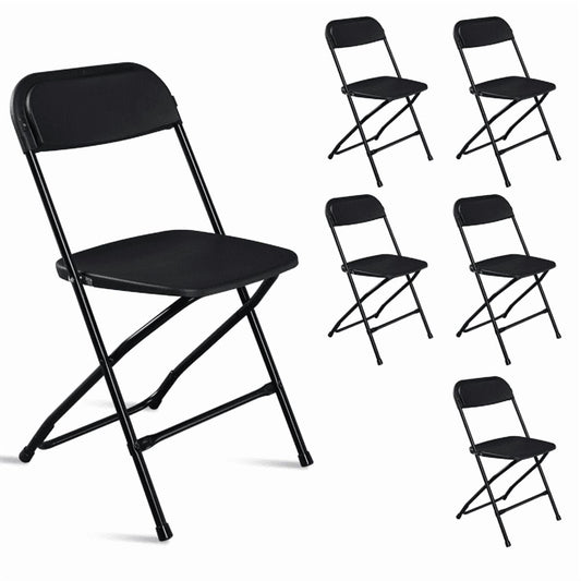 Cotinse 6 Pack Folding Chairs, Vinyl Cushion Padded Lightweight Foldable Chairs Set of 6, Waterproof Collapsible Chairs for Outdoor Party, Home, Office, Black