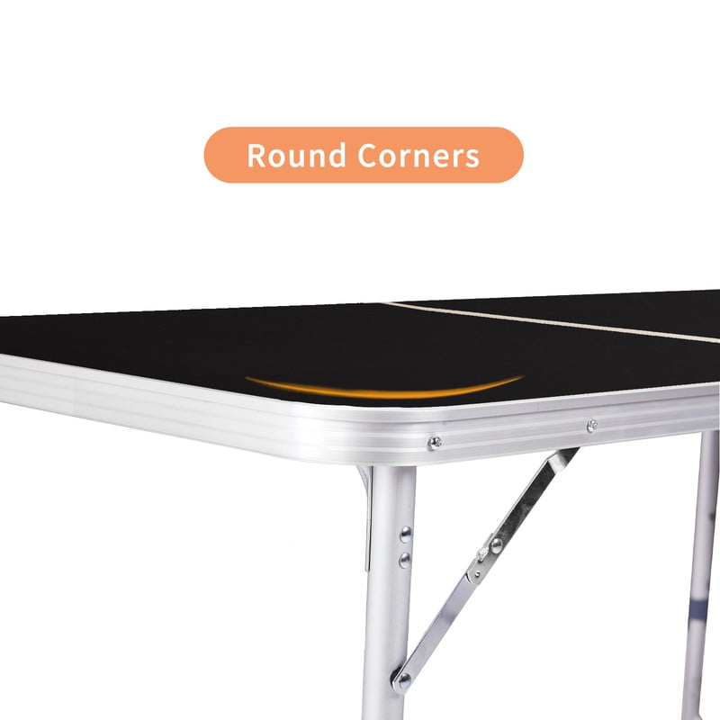 COTINSE 2.3 FT Portable Aluminum Folding Table with Carry Handle, Camping Picnic Dining Table for Indoor Outdoor Party, Black