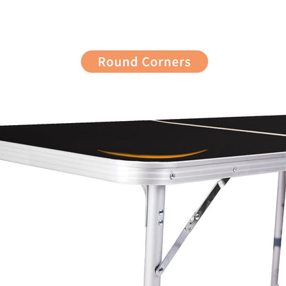 COTINSE 2.3 FT Portable Aluminum Folding Table with Carry Handle, Camping Picnic Dining Table for Indoor Outdoor Party, Black