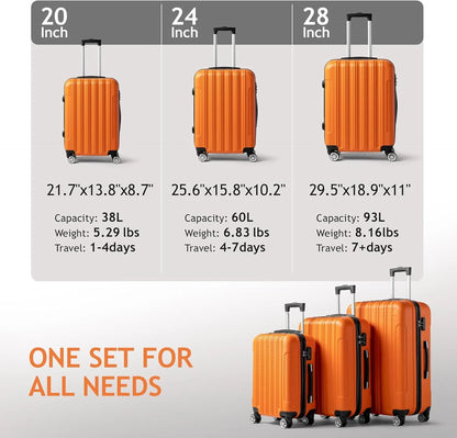 Cotinse Luggage Set Suitcase,3-In-1 Multifunctional Large Capacity Traveling Storage Suitcase Luggage Set,Orange