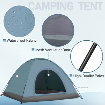Cotinse 3-4 Person Tent for Camping, Instant Pop Up Camping Tent with Screen Porch, Family Tent for Outdoor/Hiking/Traveling, with Tote Bag, Camp Dome,Blue