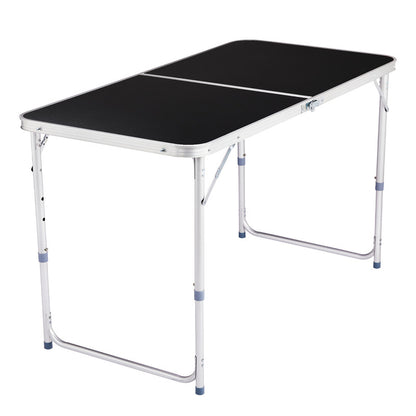 COTINSE 4 FT Adjustable Height Aluminum Folding Table with Carry Handle, Portable Camping Picnic Dining Table for Indoor Outdoor Party, Black