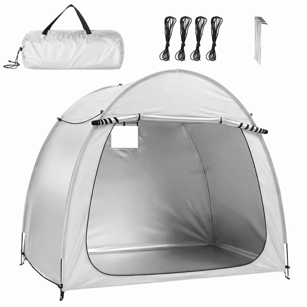 COTINSE 6.6 x 4.9 FT Bike Storage Tent, Waterproof Outdoor Bicycle Shed with Dual Doors, 210D Oxford Fabric, Light Gray