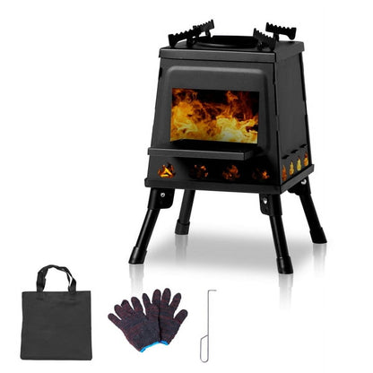 Cotinse Fire Pit, Steel Outdoor Patio Camping wood stove, Wood Burning Backyard Fire Pit with gloves and Fire Poker
