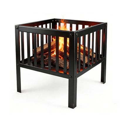 Cotinse Outdoor Fire Pit, 16" Firepit, Segmart Wood Burning Fire Pit, Fire Pits for Outside, Fire Pit Table, Square Metal Firepit Table For Outside Patio, Black
