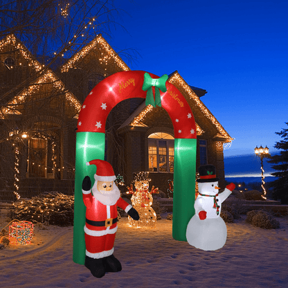 COTINSE 8 FT Christmas Inflatable Archway with Santa & Snowman, Outdoor Christmas Decorations with 7 LED Lights and Built-in Blower for Yard, Lawn, Garden and Holiday Party