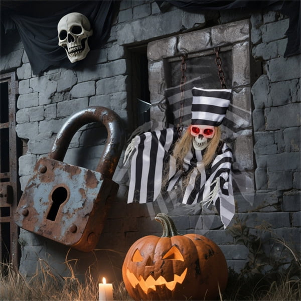 COTINSE 18 in Animated Halloween Decoration, Sound-Activated Hanging Prop with Glowing Red Eyes and Sounds