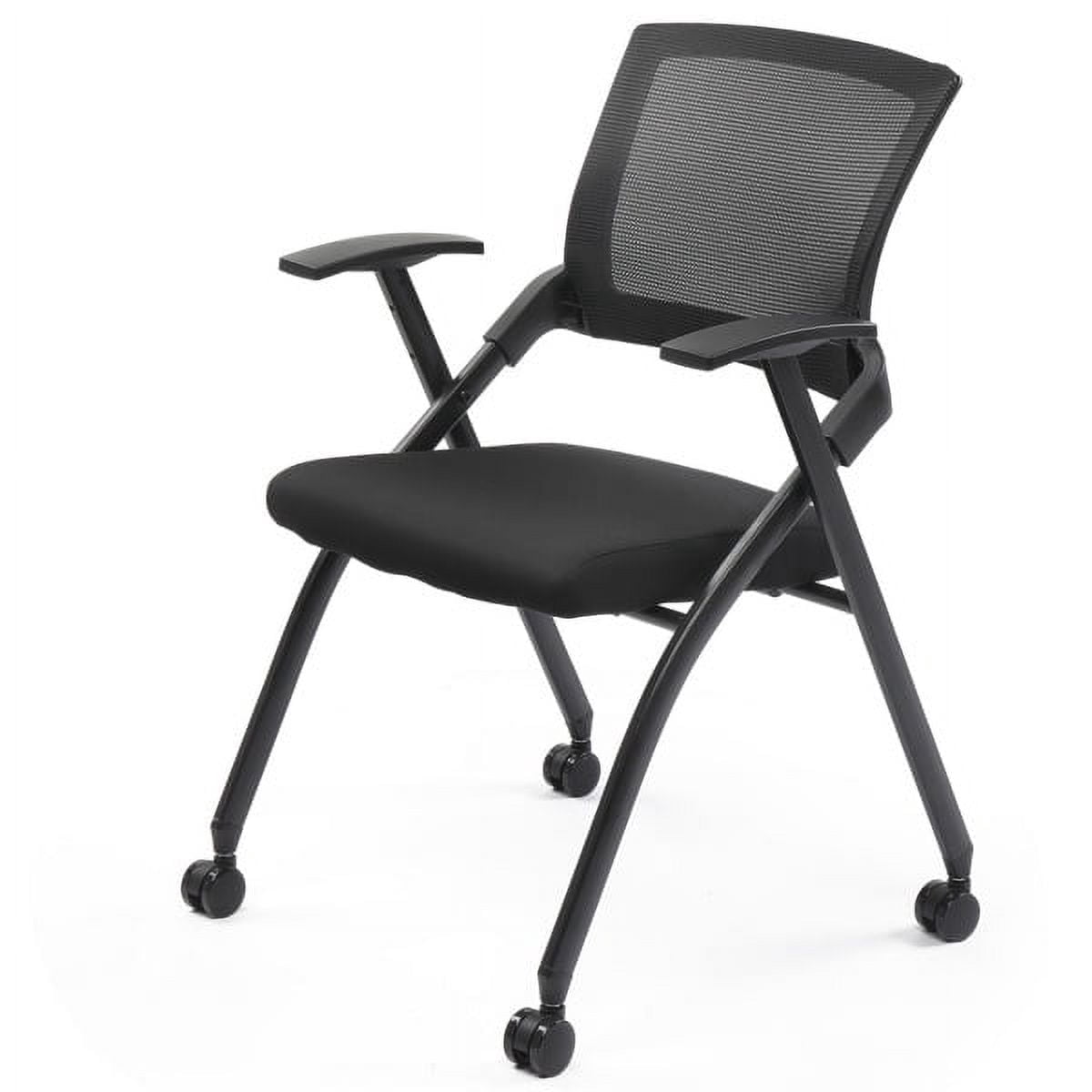 Cotinse Folding Office Chair Stackable Conference Room Chairs with Wheels and Padded Mesh Back Ergonomic for Reception Meeting