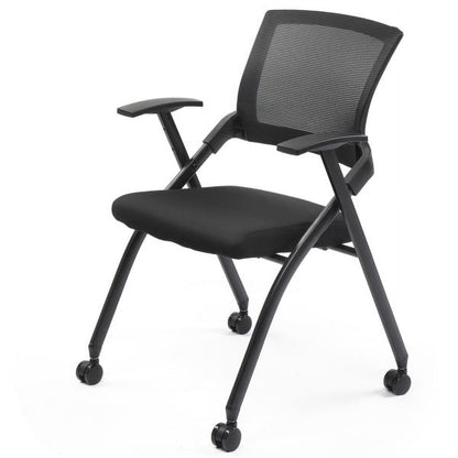 Cotinse Folding Office Chair Stackable Conference Room Chairs with Wheels and Padded Mesh Back Ergonomic for Reception Meeting