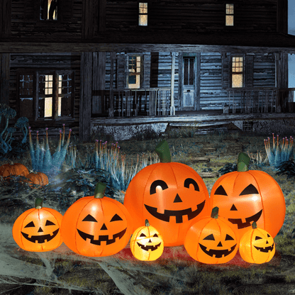 COTINSE 7ft Halloween Inflatable 7 Pumpkins with LED Lights, Blow Up Outdoor Yard Decoration for Lawn Garden Patio with Blower & Stakes