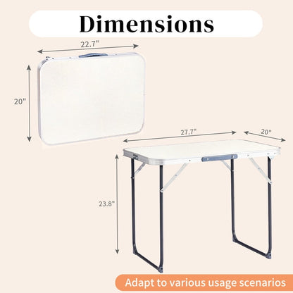 COTINSE 2.3 FT Portable Aluminum Folding Table with Carry Handle, Camping Picnic Dining Table for Indoor Outdoor Party, Beige