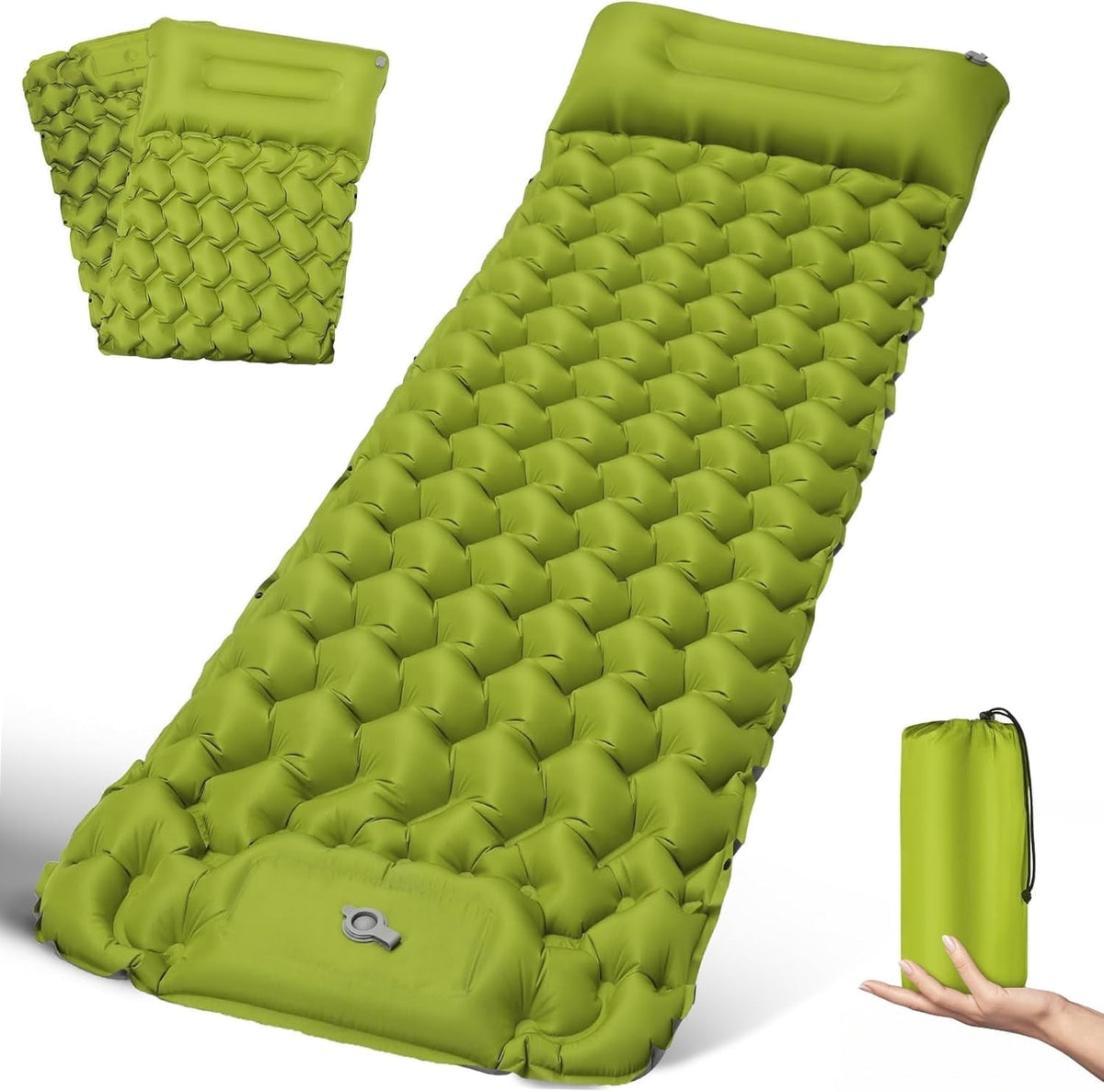 Cotinse Camping Sleeping Pad Extra Thick Durable Camping Inflatable Sofa Bed Outdoor Beach Mattress with Pillow for Backpacking Hiking Traveling,-Green