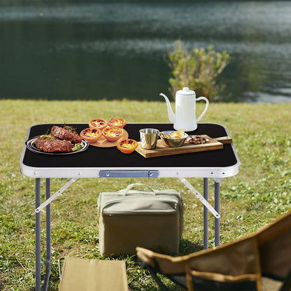 COTINSE 2.3 FT Portable Aluminum Folding Table with Carry Handle, Camping Picnic Dining Table for Indoor Outdoor Party, Black