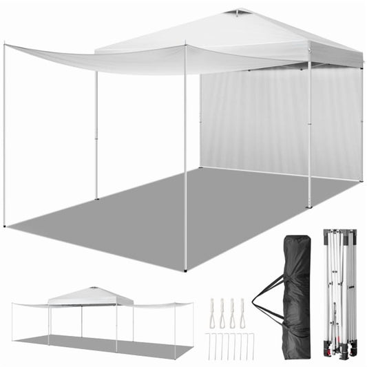 COTINSE 10x10 FT Pop Up Canopy Tent with 2 Convertible Side Panels, Up to 10x30 FT Shade, Carry Bag, Outdoor Party Canopy, White