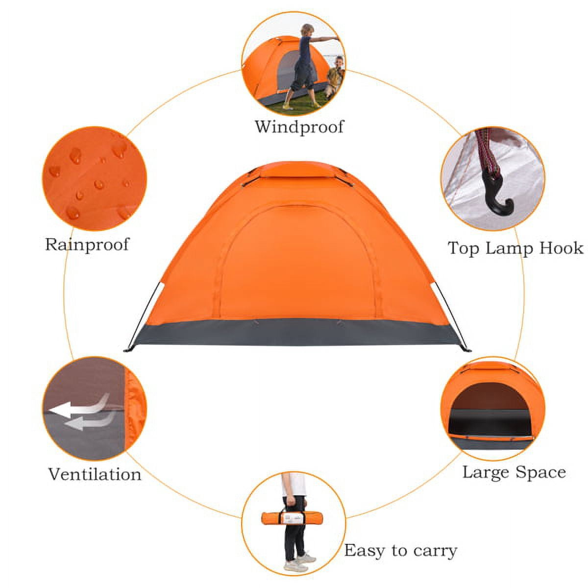 Cotinse 3-4 Person Tent for Camping, Instant Pop Up Camping Tent with Screen Porch, Family Tent for Outdoor/Hiking/Traveling, with Tote Bag, Camp Dome,Pink
