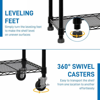 Cotinse 6 Tier Wire Shelving with Wheels 2400LBS Capacity, Heavy Duty Storage Rack for Home Garage, 46"W x 18"D x 82"H Adjustable Shelves, Silver