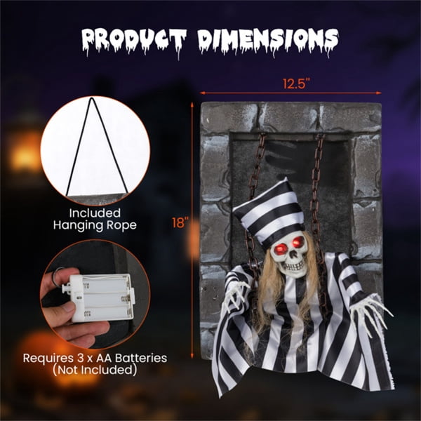 COTINSE 18 in Animated Halloween Decoration, Sound-Activated Hanging Prop with Glowing Red Eyes and Sounds