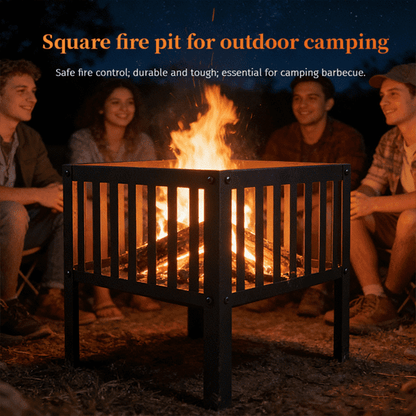 Cotinse Outdoor Fire Pit, 16" Firepit, Segmart Wood Burning Fire Pit, Fire Pits for Outside, Fire Pit Table, Square Metal Firepit Table For Outside Patio, Black