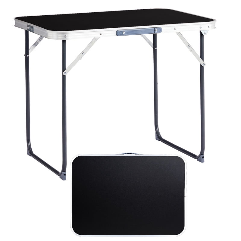 COTINSE 2.3 FT Portable Aluminum Folding Table with Carry Handle, Camping Picnic Dining Table for Indoor Outdoor Party, Black