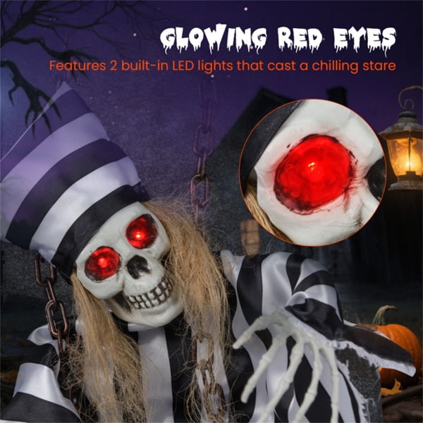 COTINSE 18 in Animated Halloween Decoration, Sound-Activated Hanging Prop with Glowing Red Eyes and Sounds