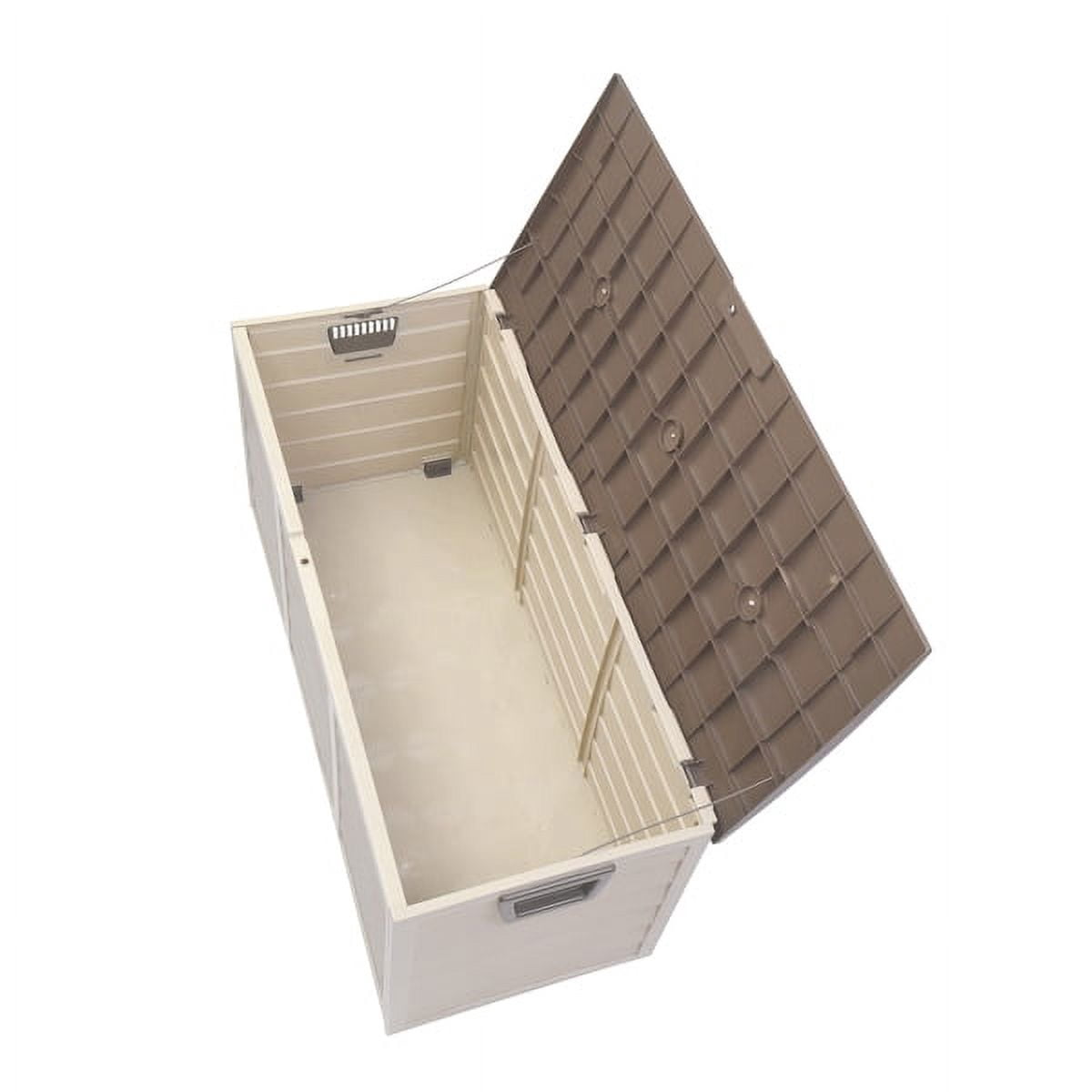 COTINSE 75 Gallon Outdoor Storage Deck Box with Wheels, Weatherproof Resin Garden Chest for Patio Cushions, Pool Toys & Gardening Tools, Brown