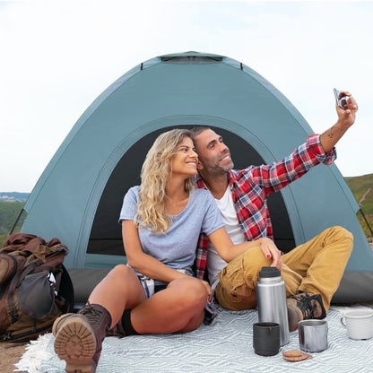 Cotinse 3-4 Person Tent for Camping, Instant Pop Up Camping Tent with Screen Porch, Family Tent for Outdoor/Hiking/Traveling, with Tote Bag, Camp Dome,Blue